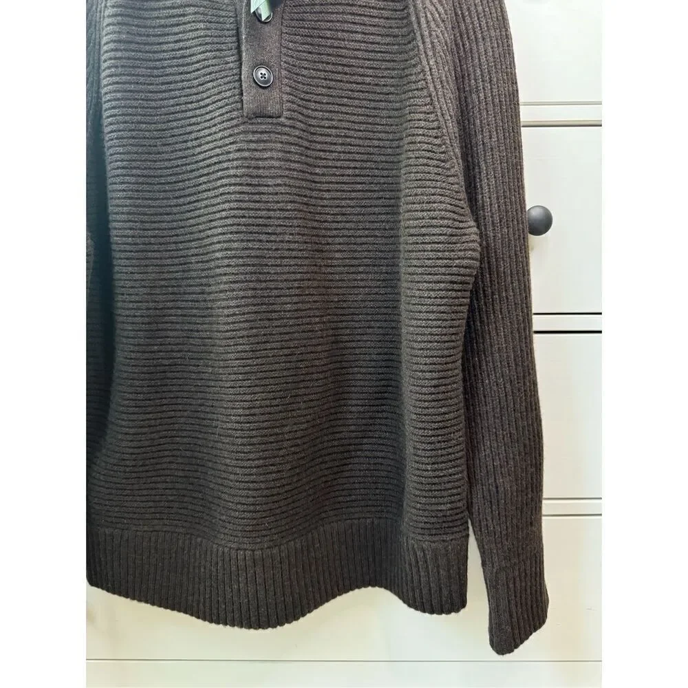 Banana Republic  Men’s Brown Wool Blend Half Button Sweater XL NWT
